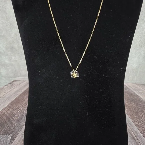 Coach Charming Charms Signature Heart Short Pendant Necklace 14K Gold Plated New - Picture 1 of 14